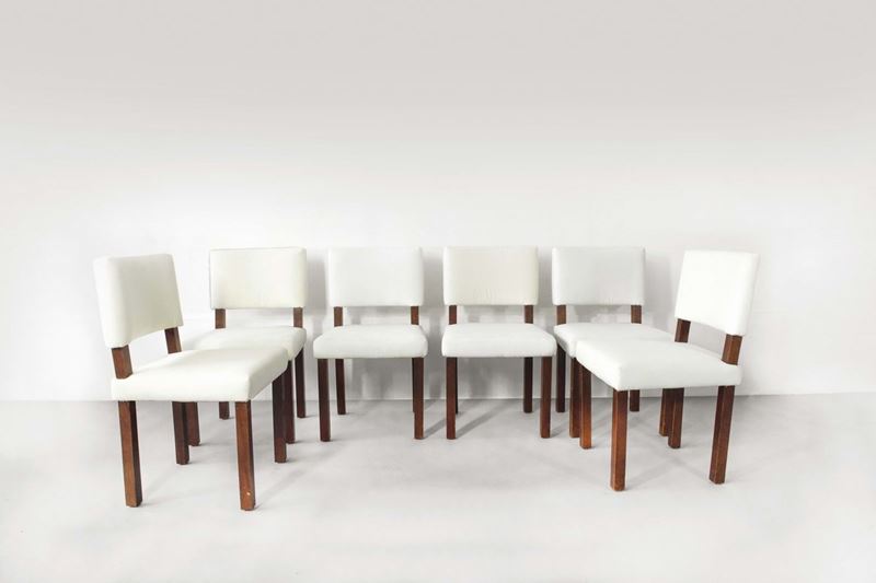Sei sedie razionaliste in legno di noce  - Asta Design - II - Cambi Casa d'Aste