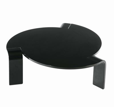 Tavolino in Legno Stratificato Curvato e Laccato
