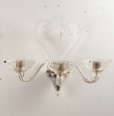 Quattro Applique in Vetro di Murano a Due Luci