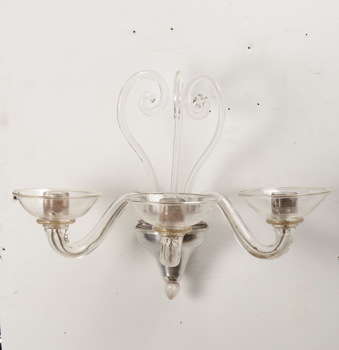 Quattro Applique in Vetro di Murano a Due Luci