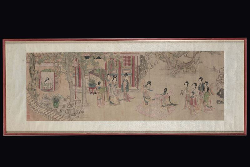 A painting on paper with dancing Guanyin, China, Qing Dynasty, 19th century  - Auction Chinese Works of Art - Cambi Casa d'Aste