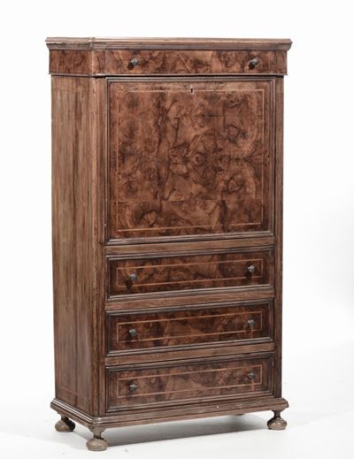 Secretaire Lastronato in Radica, Fine XIX Secolo