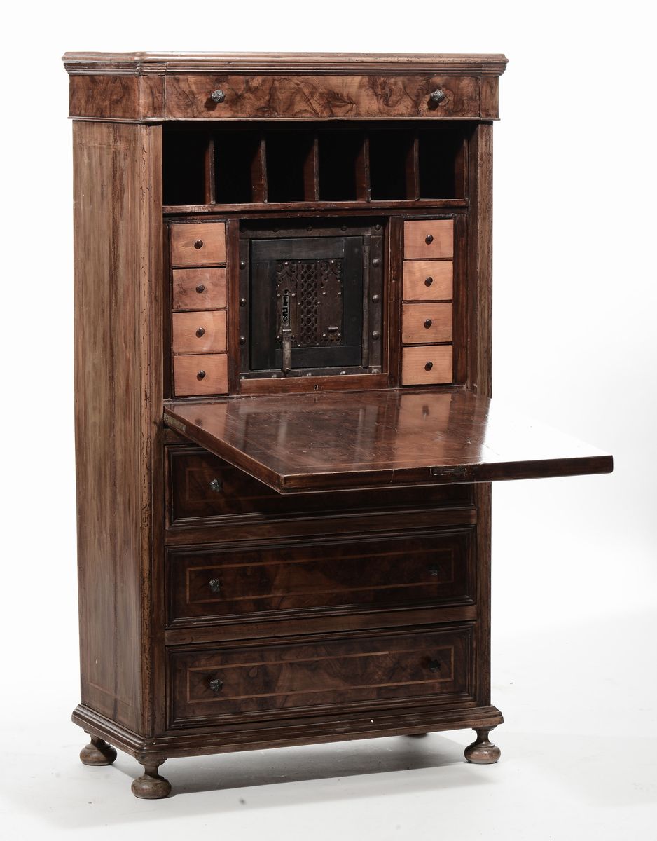 Secretaire Lastronato in Radica, Fine XIX Secolo