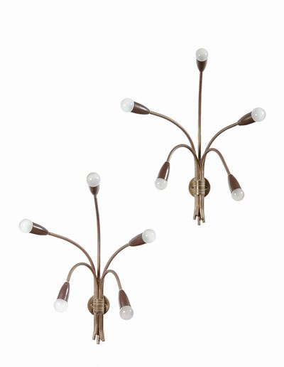 Coppia di Appliques con Struttura in Ottone