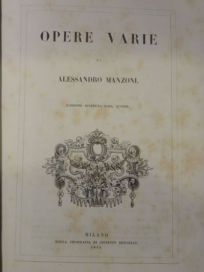 Alessandro Manzoniopere Varie di Alessandro Manzoni.edizione Riveduta Dell'autore