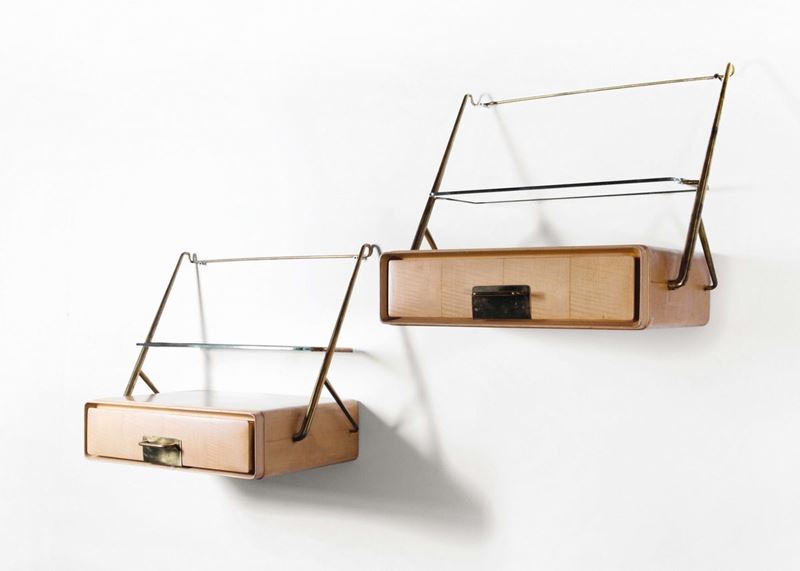 Silvio Cavatorta (attr.) Due comodini pensili  - Auction Design - II - Cambi Casa d'Aste
