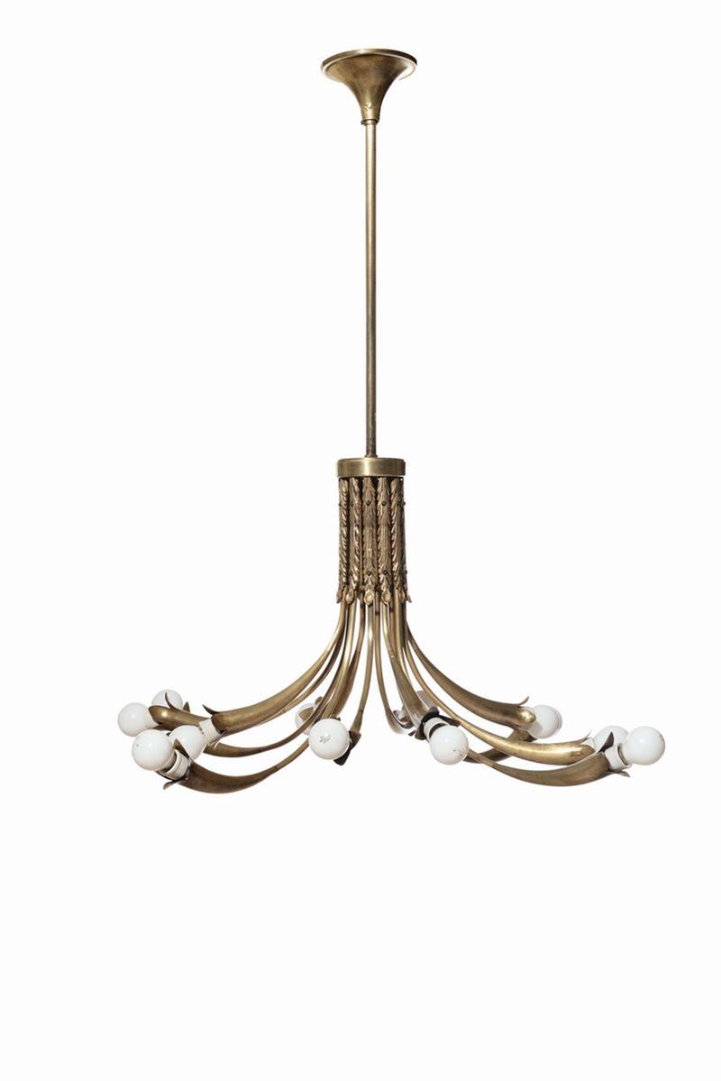 Lampada a sospensione in ottone lucido  - Asta Design - IV - Cambi Casa d'Aste