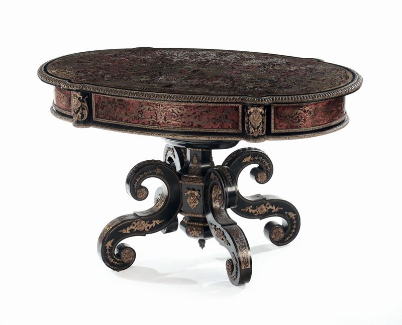 Tavolo boulle con piano a biscotto, XIX secolo  - Asta Antiquariato e Dipinti Antichi - I - Cambi Casa d'Aste