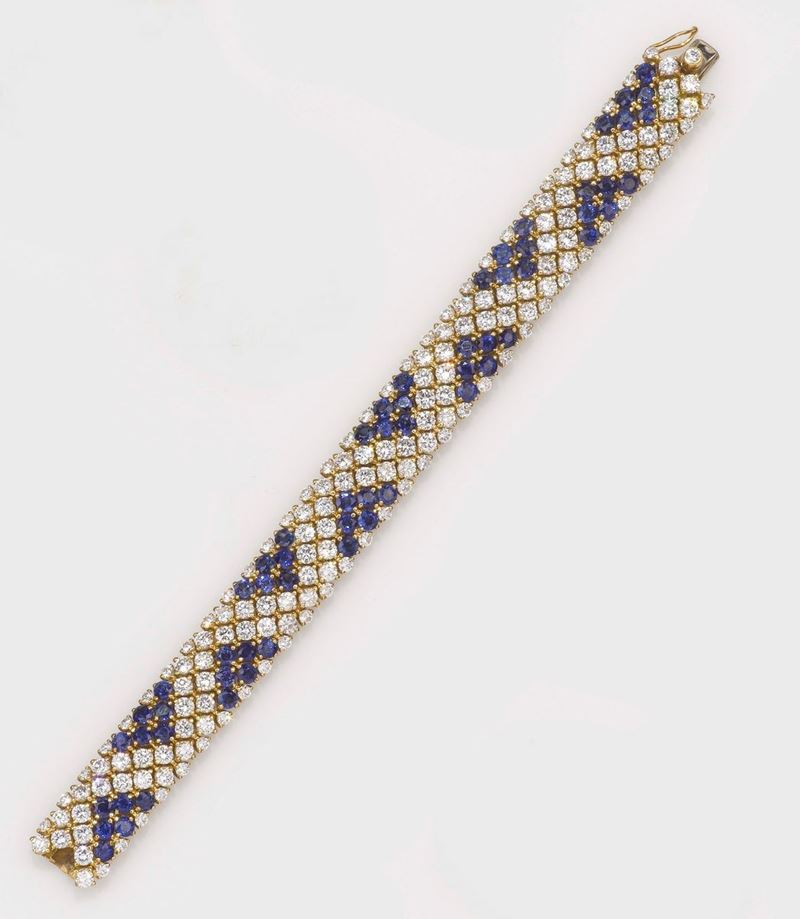 Illario, bracciale con diamanti per ct 17,27 e zaffiri  - Asta Fine Jewels - II - Cambi Casa d'Aste