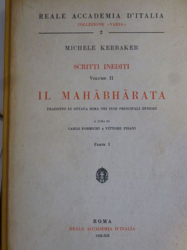 Andrea Kerbaker Scritti inediti. Voll.II-VI. Mahabharata