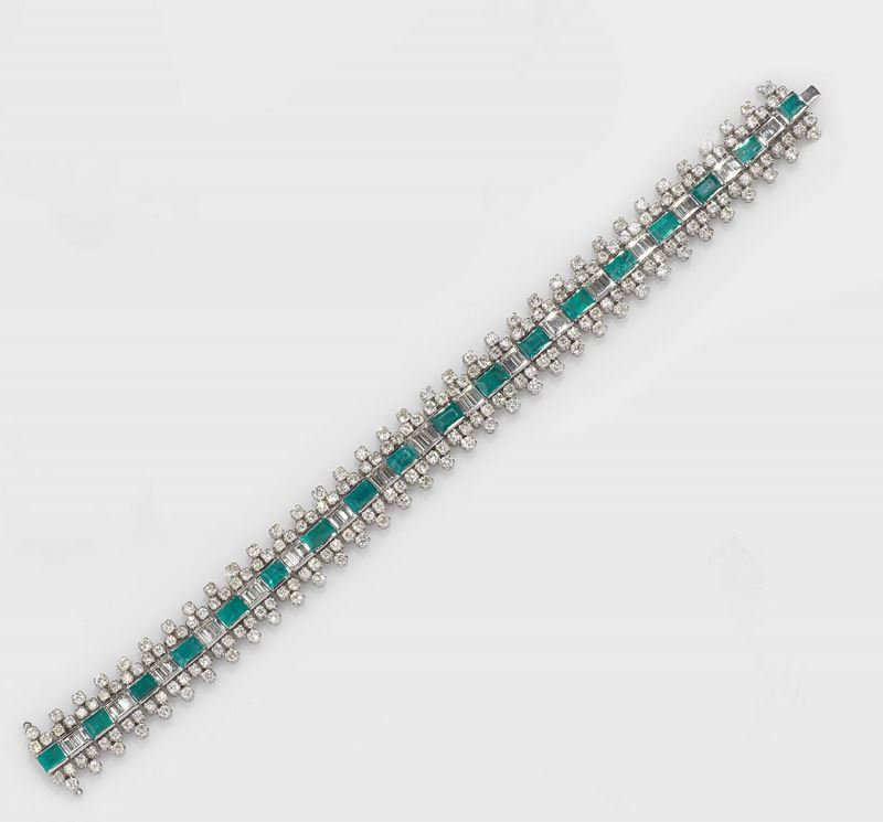 An emerald and diamond bracelet  - Auction Fine Jewels - II - Cambi Casa d'Aste