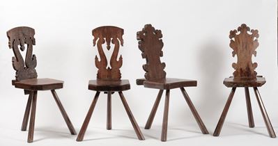 Otto Sgabelli in Legno, XVIII-XIX Secolo