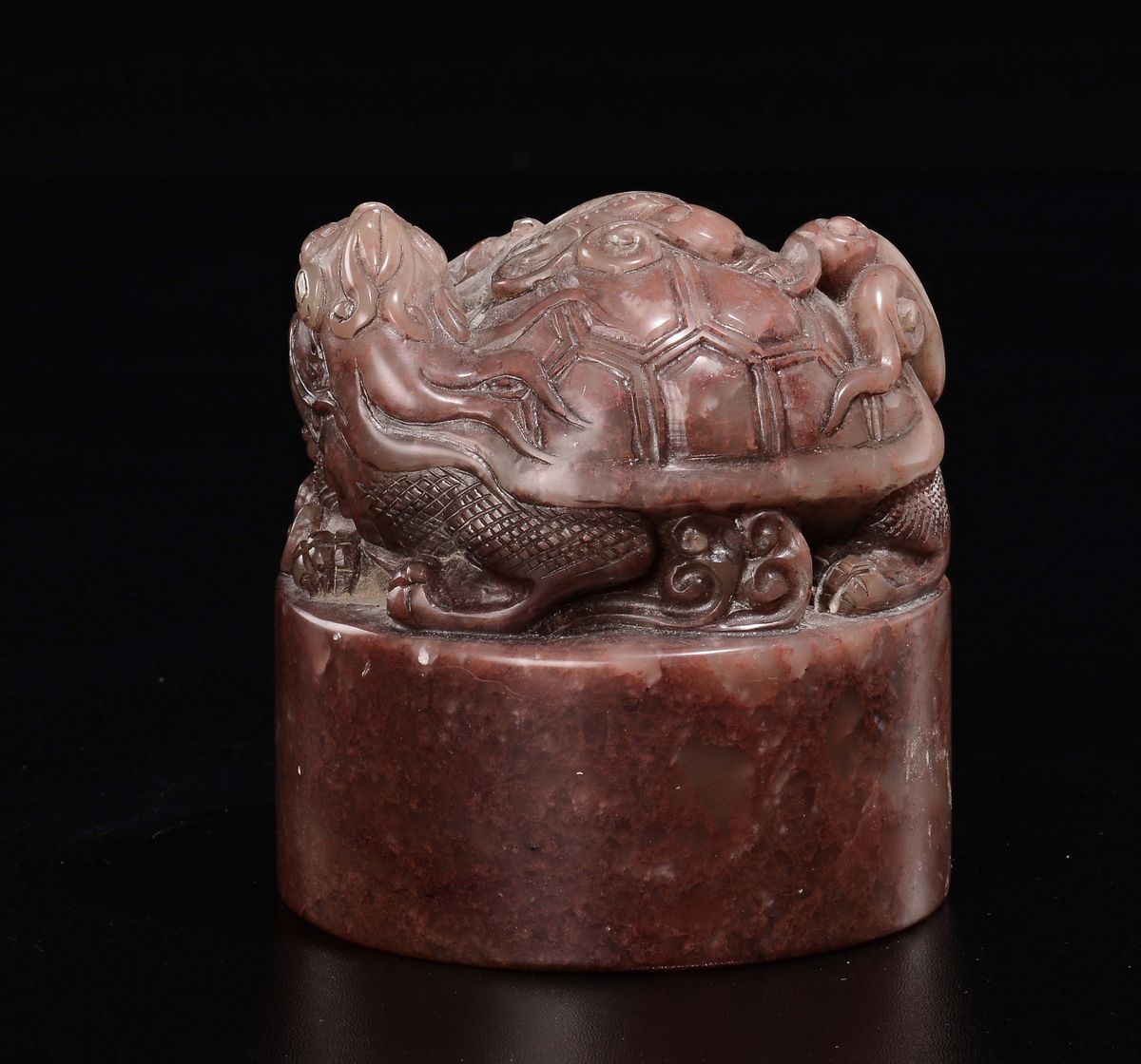 Sigillo in Pietra Dura Sormontato da Figura di Drago, Cina, Inizio XX Secolo