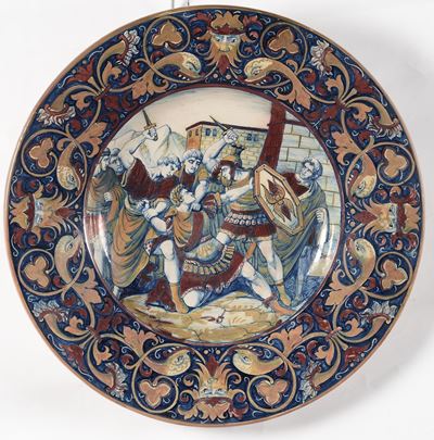 Due Piatti in Maiolica, Gualdo Tadino XX Secolo