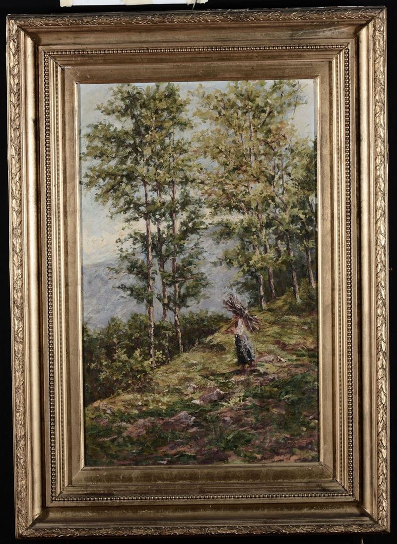 Anonimo del XIX secolo Figura nel bosco  - Asta Antiquariato e Dipinti Antichi - I - Cambi Casa d'Aste