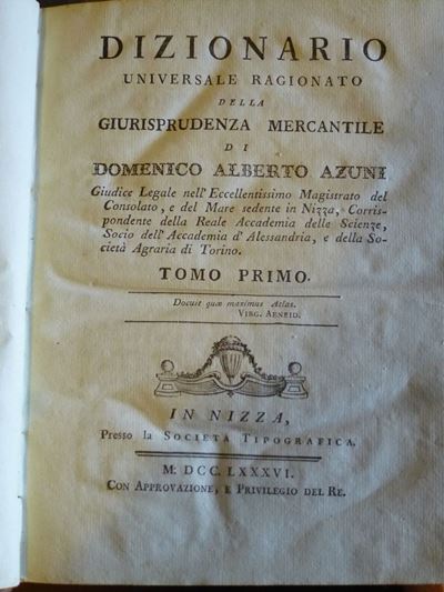 Domenico Alberto Azunidizionario Universale Ragionato della Giurisprudenza Mercantile