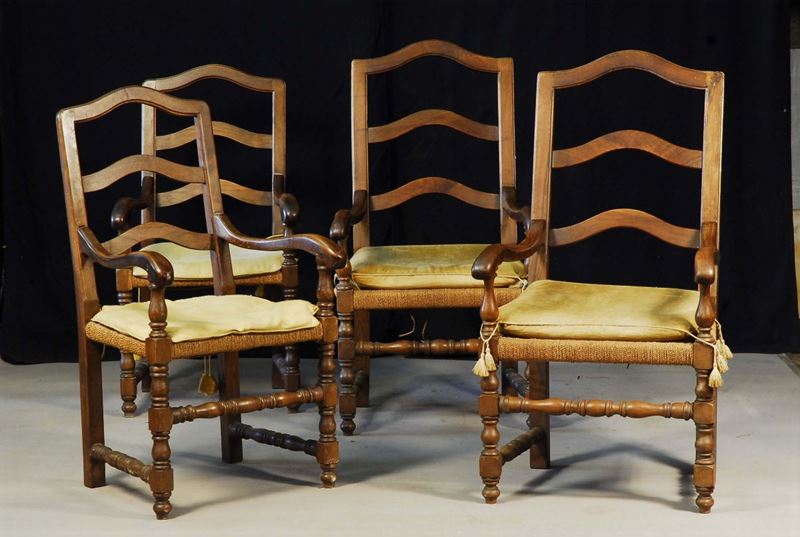 Quattro poltrone e due sedie a rocchetto in stile  - Asta Antiquariato e Dipinti Antichi - Cambi Casa d'Aste