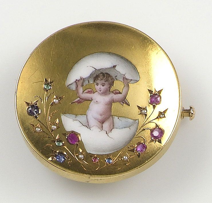 Spilla raffigurante putto con smalti policromi  - Asta Antiquariato e Dipinti Antichi - I - Cambi Casa d'Aste