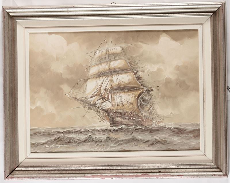 Pittore del XX secolo Veliero  - Asta Arredi dalle dimore degli eredi Ercole Marelli e altre provenienze - Cambi Casa d'Aste