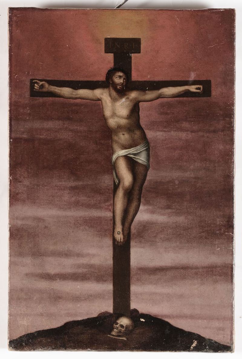 Pittore del XIX secolo Crocifissione  - Asta Arredi dalle dimore degli eredi Ercole Marelli e altre provenienze - Cambi Casa d'Aste