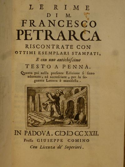 Francesco Petrarcale Rime..riscontrate con Ottimi Esemplari Stampati..