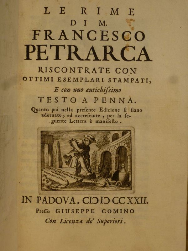 Francesco Petrarca Le rime..riscontrate con ottimi esemplari stampati..