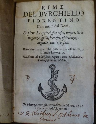 Burchiello - Edizioni del '500rime del Burchiello Fiorentino Comentate dal Doni..