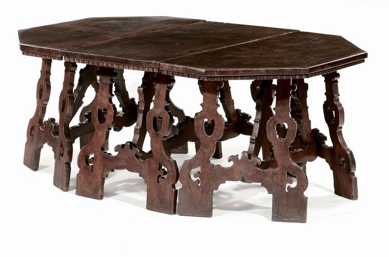 Tavolo a lira in noce, Lombardia XVIII-XIX secolo  - Asta Antiquariato e Dipinti Antichi - I - Cambi Casa d'Aste