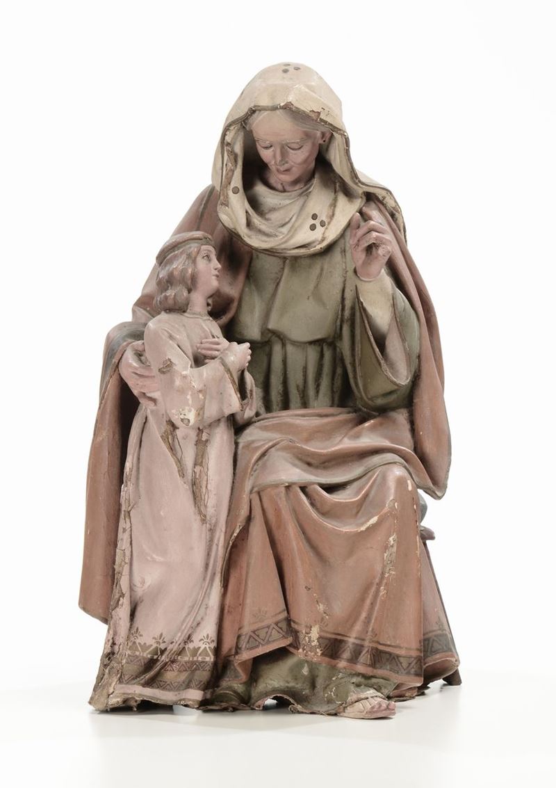 Scultura in cartapesta policroma raffigurante Madonna con Bambino, XVIII-XIX secolo  - Asta Antiquariato e Dipinti Antichi - I - Cambi Casa d'Aste