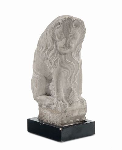 Scultura in Marmo Bianco Raffigurante Leone, Venezia XVI Secolo