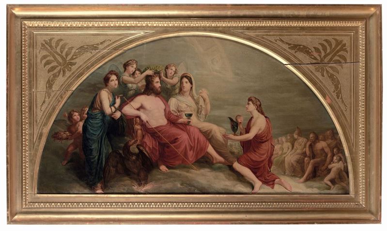 Scuola del XVIII secolo Giove e Giunone ricevono il nettare da Ebe  - Asta Antiquariato e Dipinti Antichi - I - Cambi Casa d'Aste