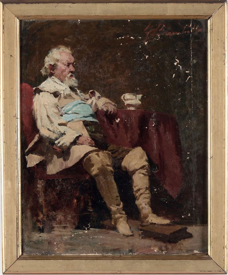 Ferdinando Brambilla (1838-1921) Ritratto di uomo seduto  - Asta Antiquariato e Dipinti Antichi - I - Cambi Casa d'Aste