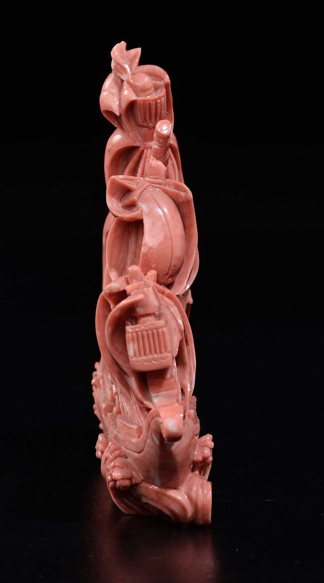 Veliero in Corallo Scolpito con Personaggi, Cina, Inizio XX Secolo