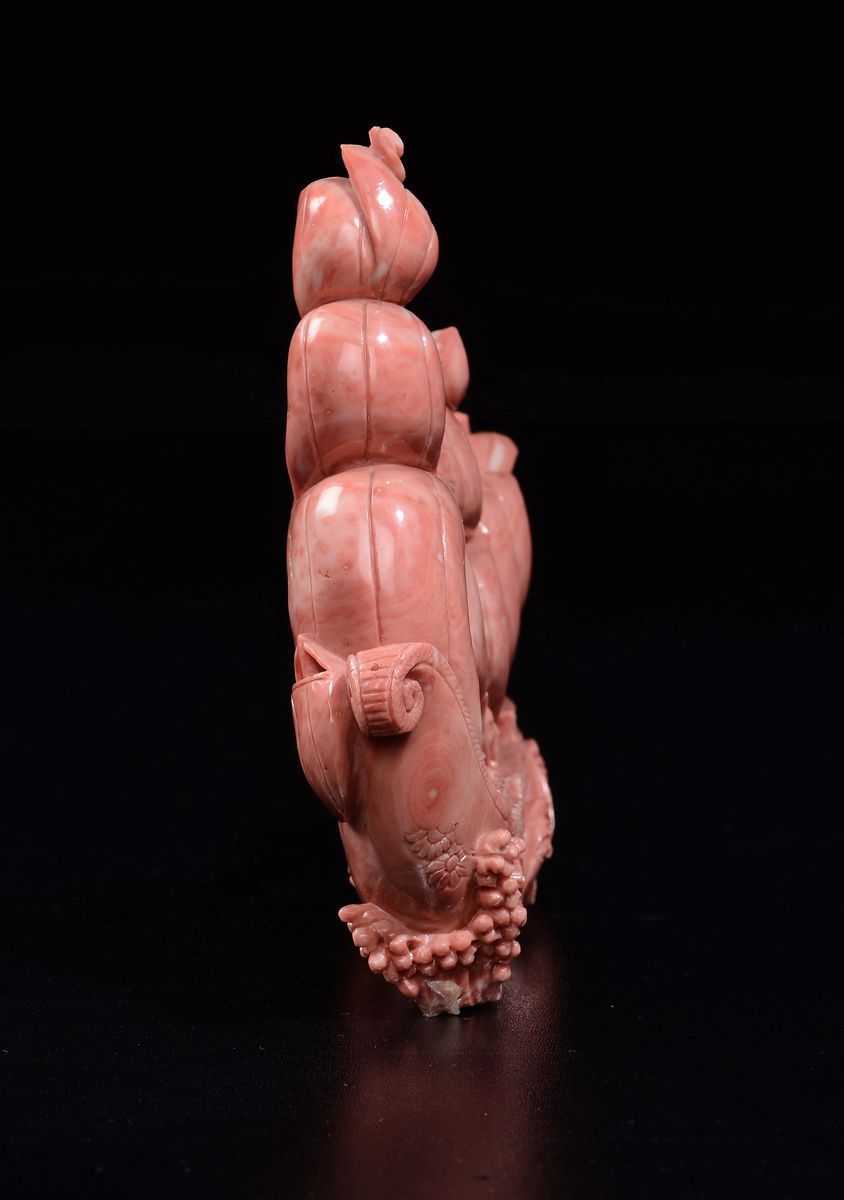 Veliero in Corallo Scolpito con Personaggi, Cina, Inizio XX Secolo