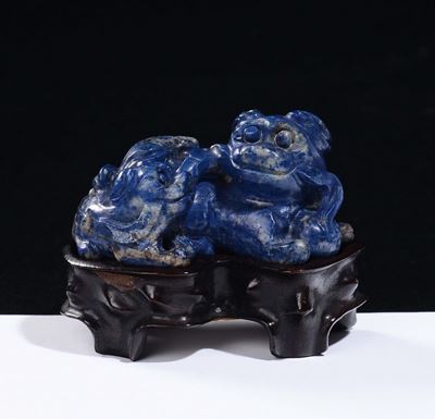Cane di Pho Scolpito in Lapislazzulo, Cina, Dinastia Qing, Fine XIX Secolo