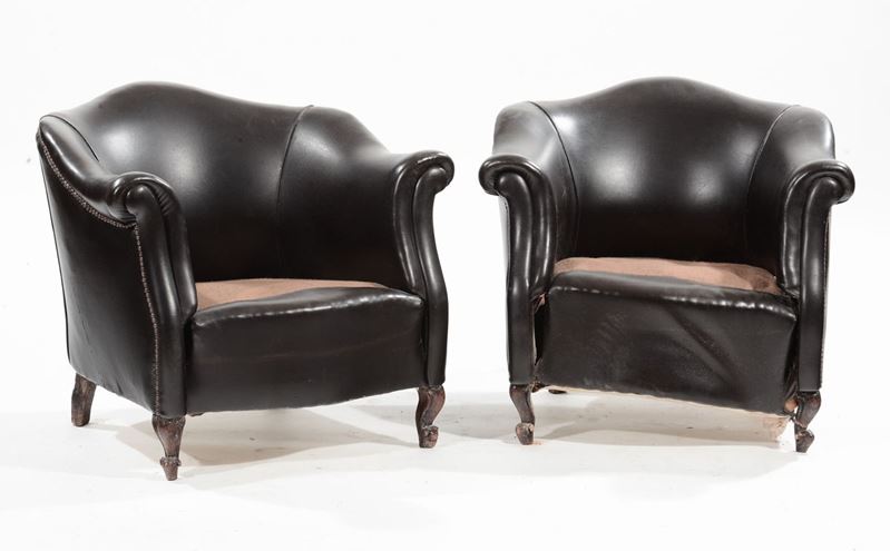 Coppia di poltroncine in pelle  - Asta Antiquariato e Dipinti Antichi - I - Cambi Casa d'Aste