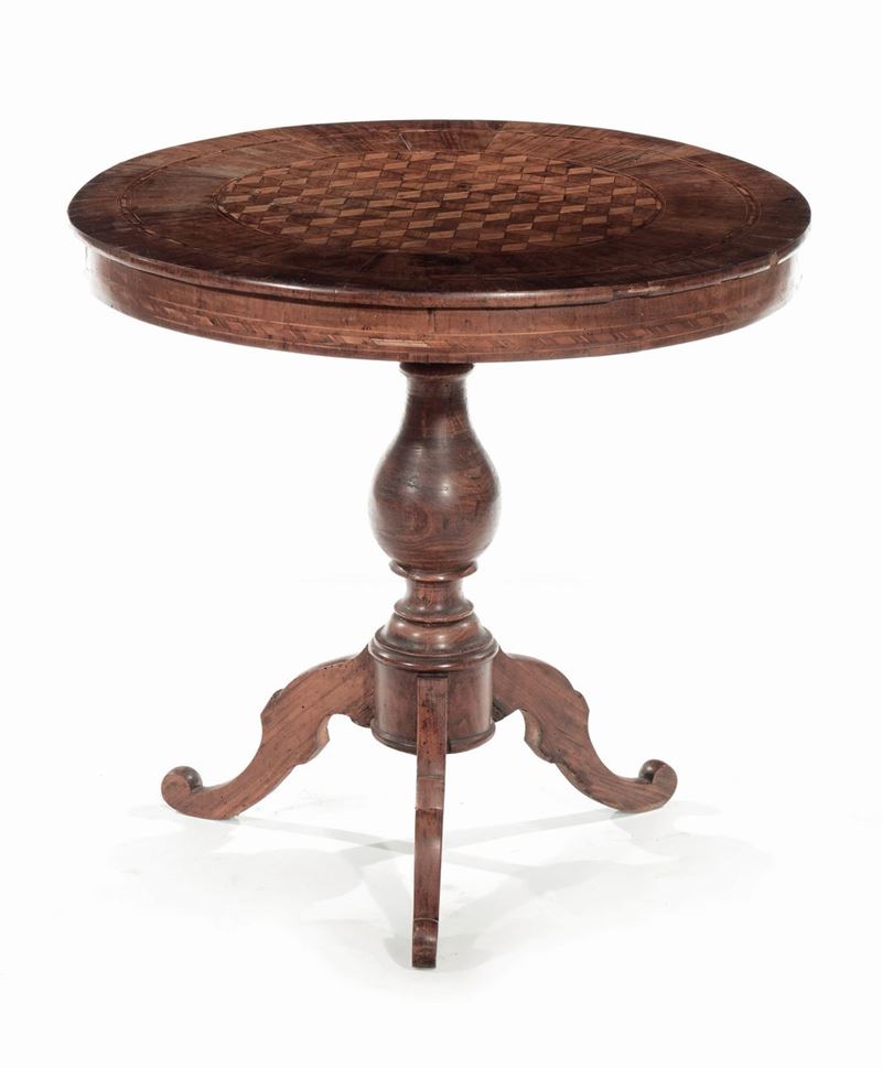 Tavolino circolare lastronato ed intarsiato, XIX secolo  - Auction Asta a Tempo antiquariato - II - Cambi Casa d'Aste