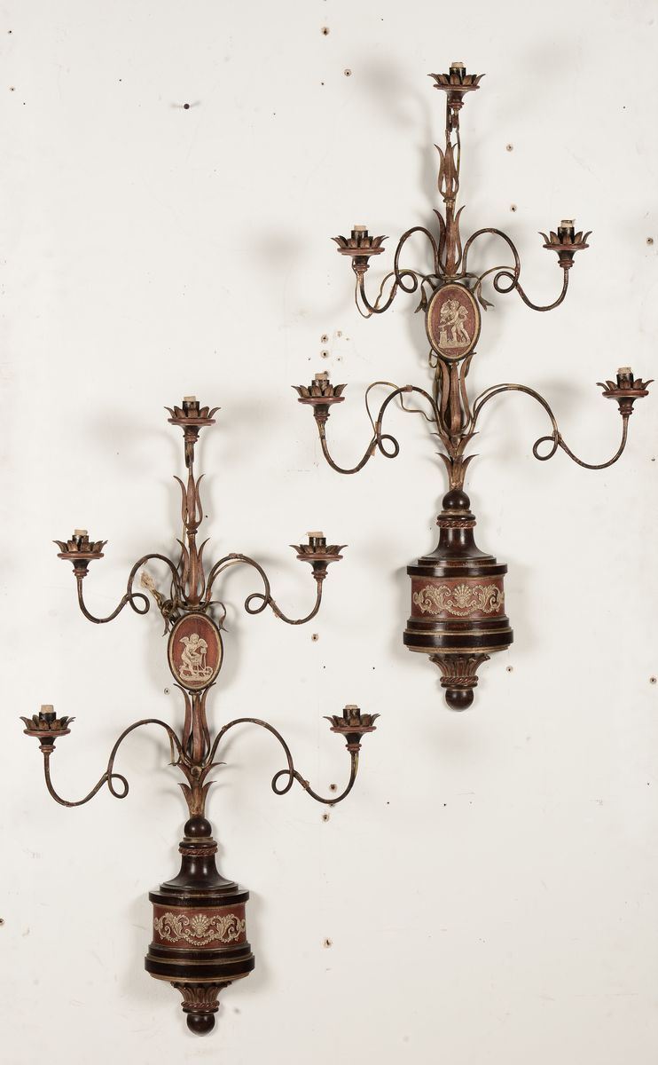 Coppia di appliques a cinque luci  - Asta Antiquariato e Dipinti Antichi - I - Cambi Casa d'Aste