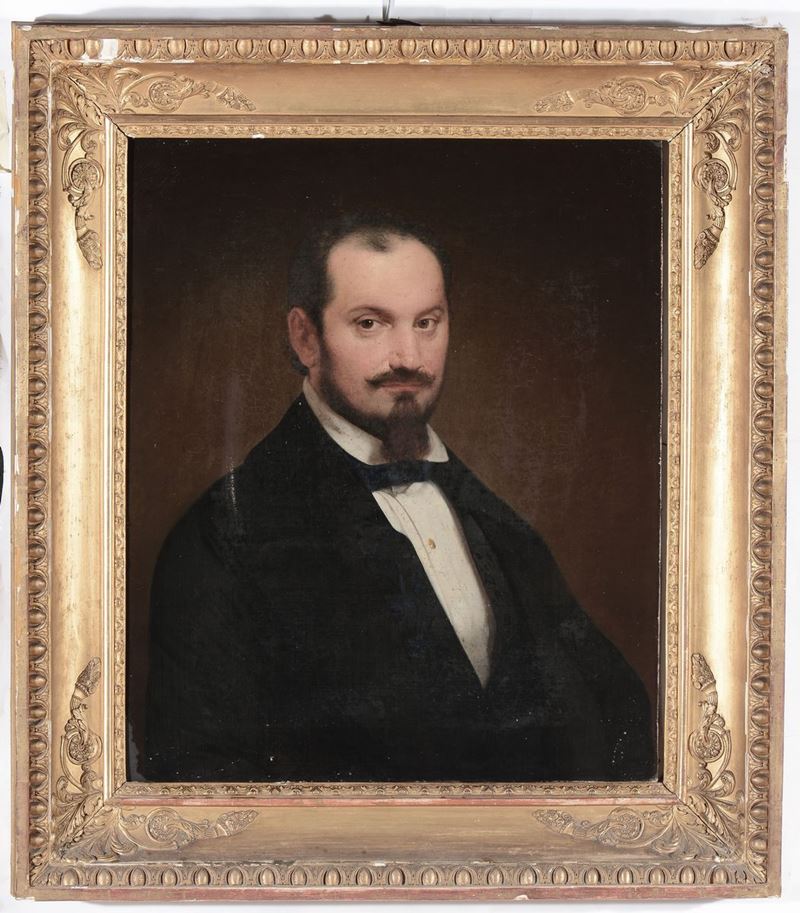 Anonimo del XIX secolo Ritratto maschile con baffi  - Auction Antique and Old Masters - I - Cambi Casa d'Aste