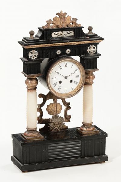 Orologio a Tempietto in Legno Ebanizzato, XIX Secolo
