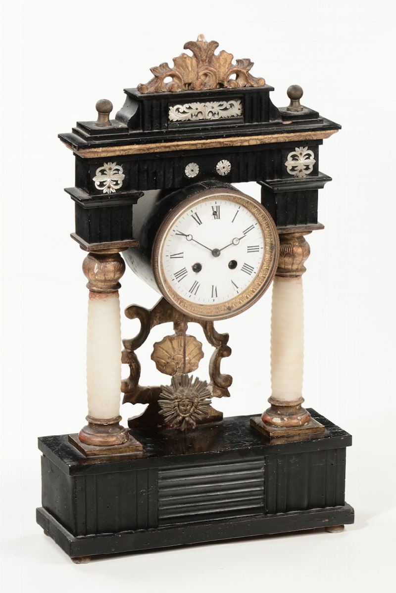 Orologio a tempietto in legno ebanizzato, XIX secolo  - Auction Fine Art - Cambi Casa d'Aste