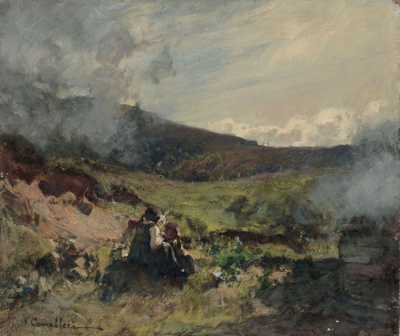 Vittorio Cavalleri (1860-1938) Paesaggio campestre  - Auction Antique and Old Masters - I - Cambi Casa d'Aste