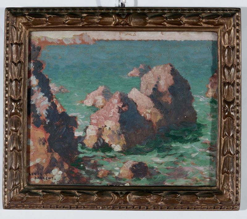 Louis Sargent (1881-1965) Marina con scogli  - Auction Antique and Old Masters - I - Cambi Casa d'Aste