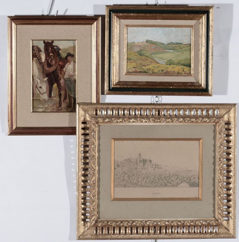 Lotto di tre dipinti diversi  - Asta Antiquariato e Dipinti Antichi - I - Cambi Casa d'Aste