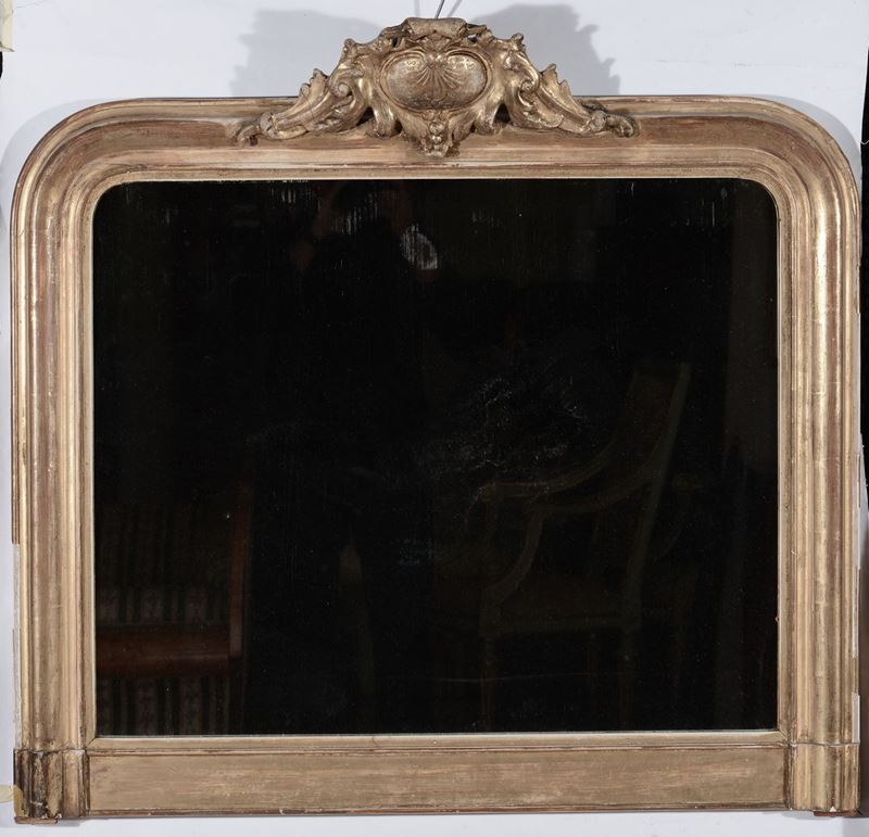 Specchiera in legno dorato, XIX-XX secolo  - Asta Arredi dalle dimore degli eredi Ercole Marelli e altre provenienze - Cambi Casa d'Aste