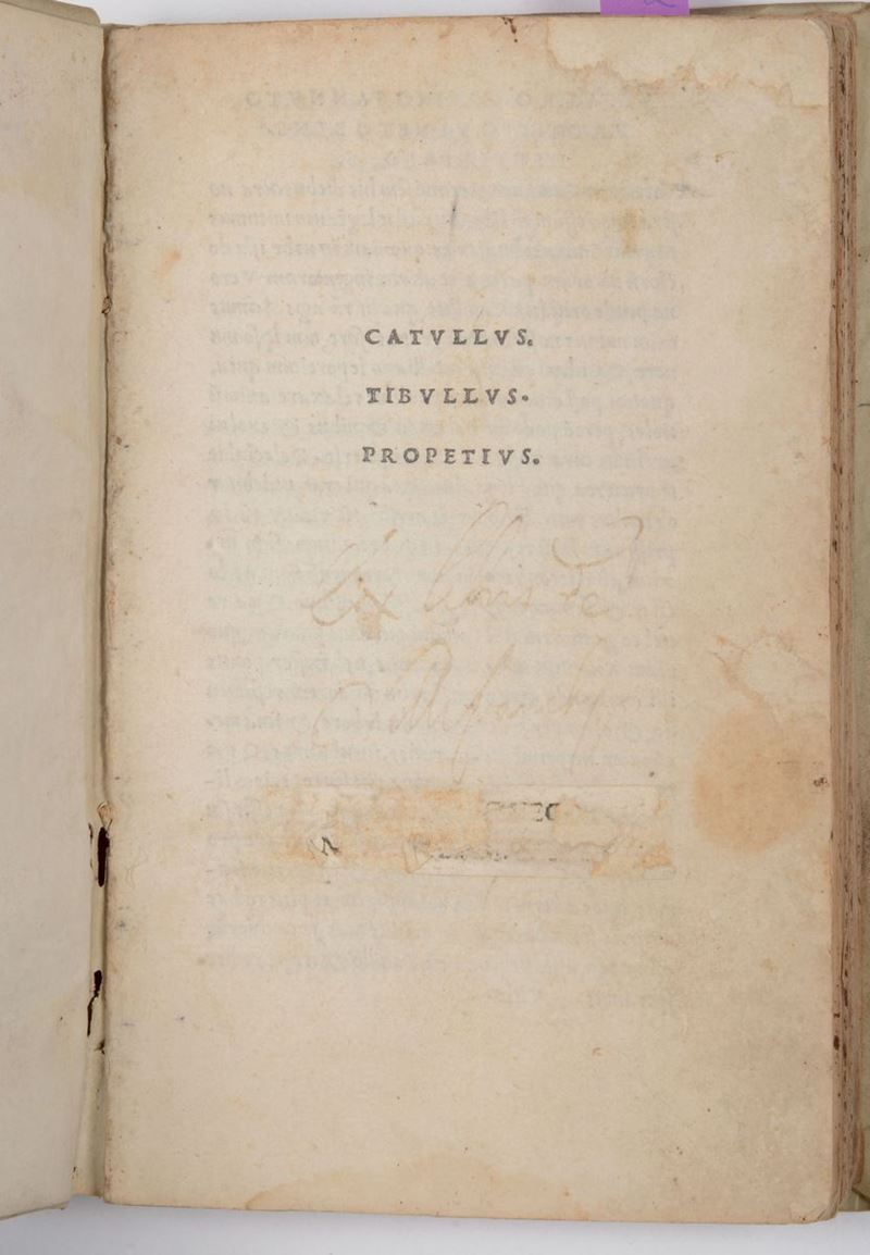 Aldus - Classici latini Catullus Tibullus Propetius  - Auction Old and Rare Manuscripts and Books - Cambi Casa d'Aste