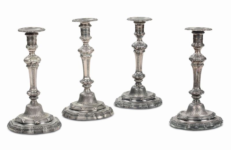 Quattro candelieri in argento fuso  - Asta Antiquariato e Dipinti Antichi - I - Cambi Casa d'Aste