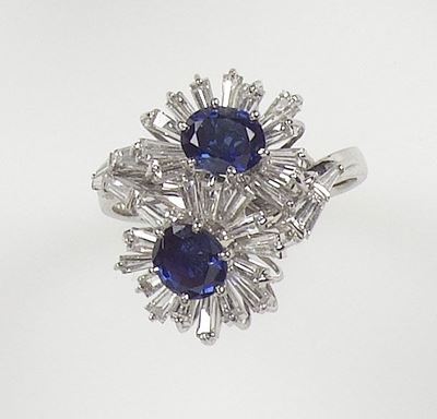 Anello con Diamanti Taglio Tepper e Zaffiri