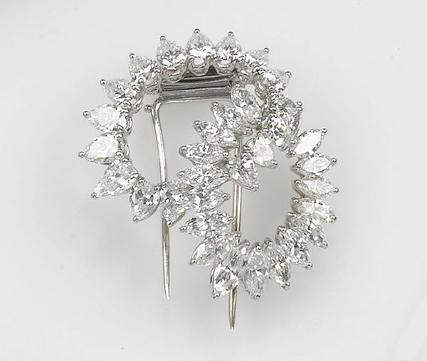 A marquise-cut and drop-cut diamond brooch