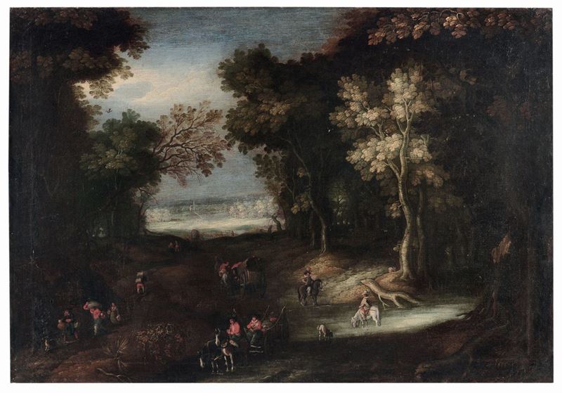 Scuola Fiamminga del XVIII secolo Guado di fiume  - Asta Antiquariato e Dipinti Antichi - I - Cambi Casa d'Aste